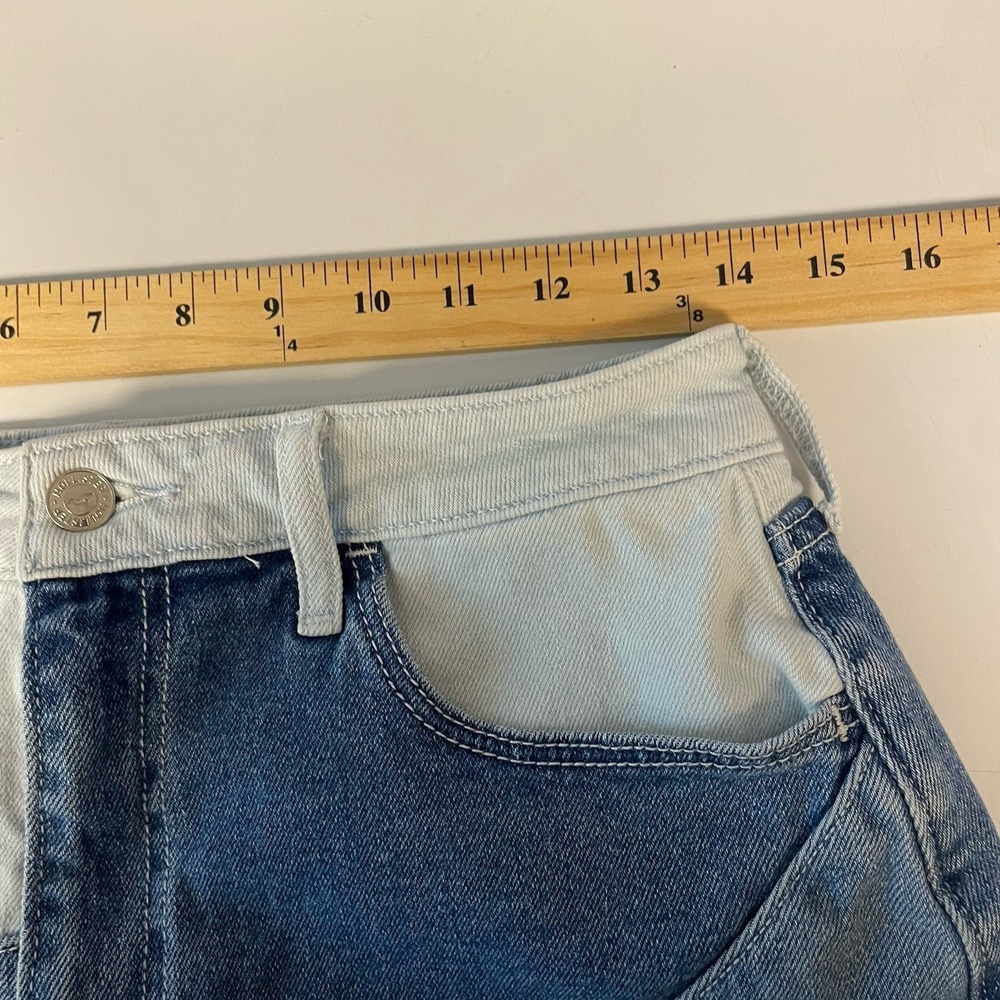 Hollister Mom Shorts Womens 7/28 Ultra High Rise Patchwork Denim Boho Festival - Picture 6 of 8